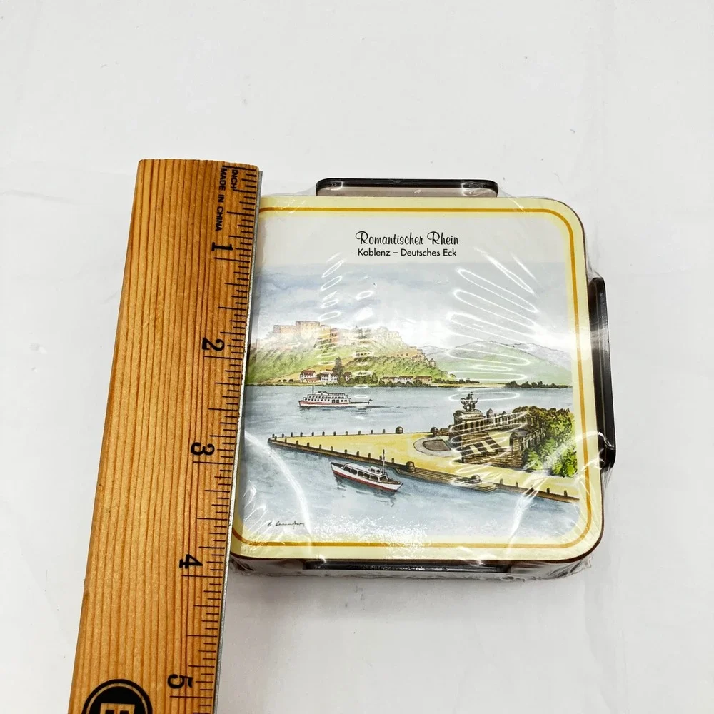 Touristik-Verlag Coasters Romantic Rhine Set of 6 Multicolor Koblenz Souvenir